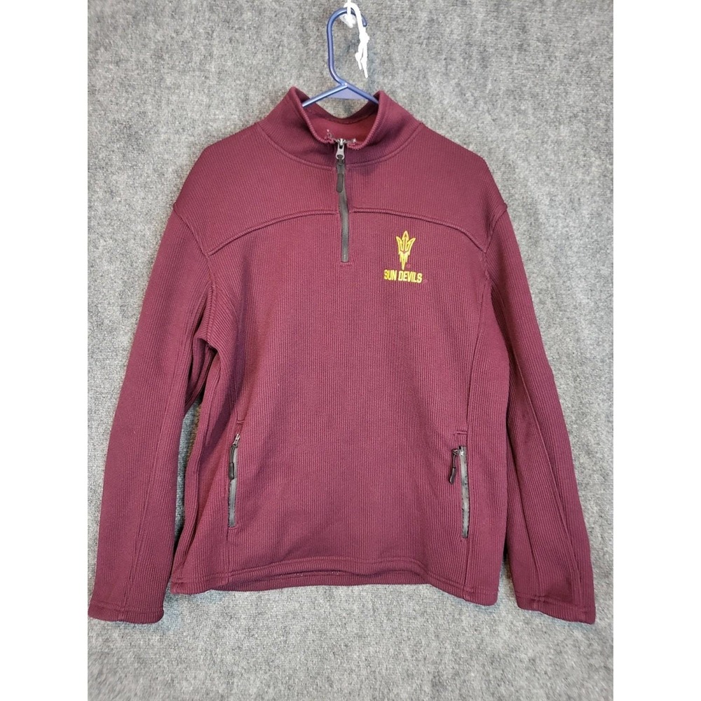 Arizona State Sun Devils Jacket Mens L Maroon Waffle Quarter Zip ASU Pullover